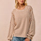 BiBi Open Seam Detail Textured Stripe Knit Top - Farnelli