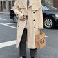 Men's Collared Neck Long Sleeve Double-Breasted Trench Coat - Farnelli
