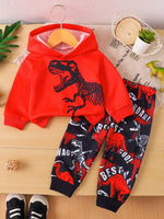 Children's Dinosaur Long Sleeve Hoodie and Pants Set - Farnelli
