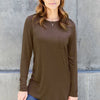 Basic Bae Full Size Round Neck Long Sleeve Top - Chocolate