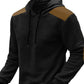 Men's Full Size Drawstring Contrast Shoulder Panels Hoodie Plus Size - Farnelli