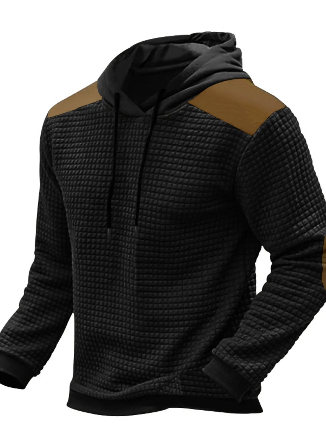 Men's Full Size Drawstring Contrast Shoulder Panels Hoodie Plus Size - Farnelli