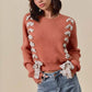 SO ME Checkered Plaid Tape Lace Up Ribbed Sweater - Farnelli