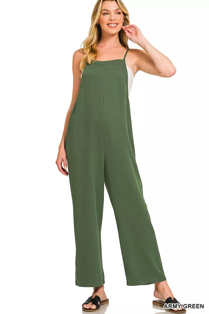 Zenana Rayon Woven Wide Leg Jumpsuit - Farnelli