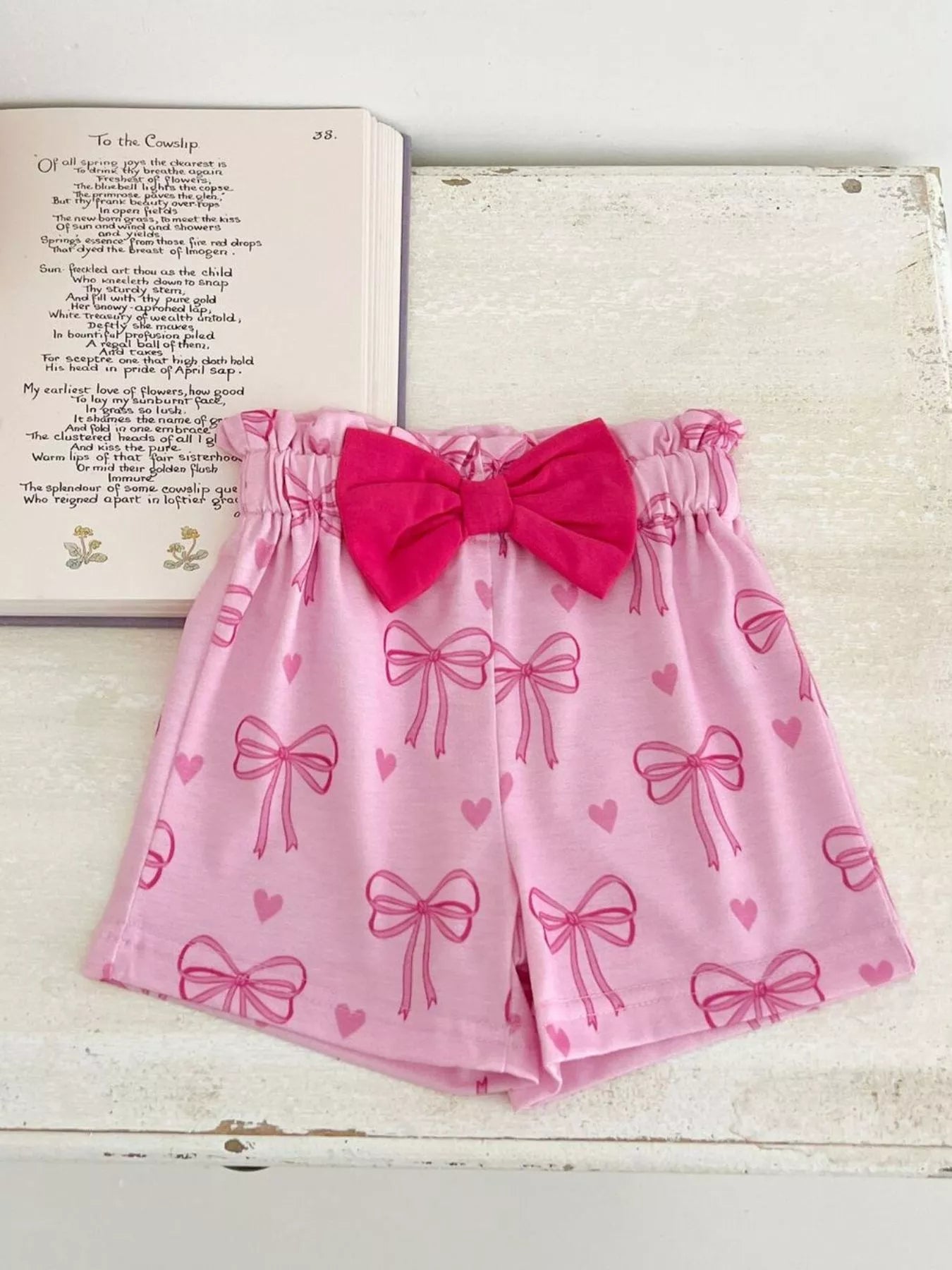 Children's Bowknot Ruffle Sleeve Top and Shorts Set - Farnelli
