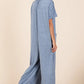 Mittoshop Button Detail Short Sleeve Wide Leg Jumpsuit - Farnelli