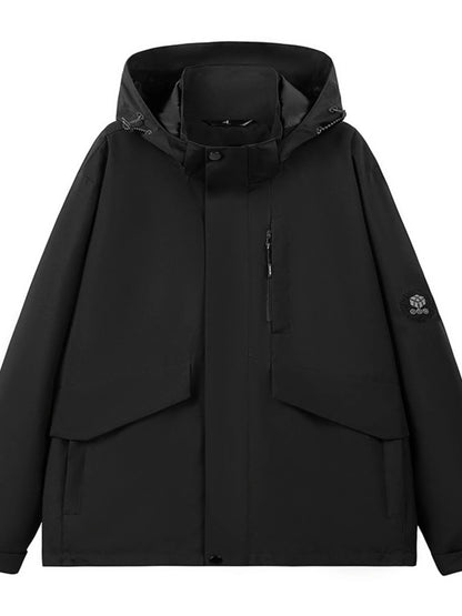 Men's Full Size Long Sleeve Hooded Windbreaker Jacket Plus Size - Farnelli