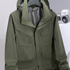 Men's Plus Size Lightweight Hooded Outdoor Jacket - Army Green