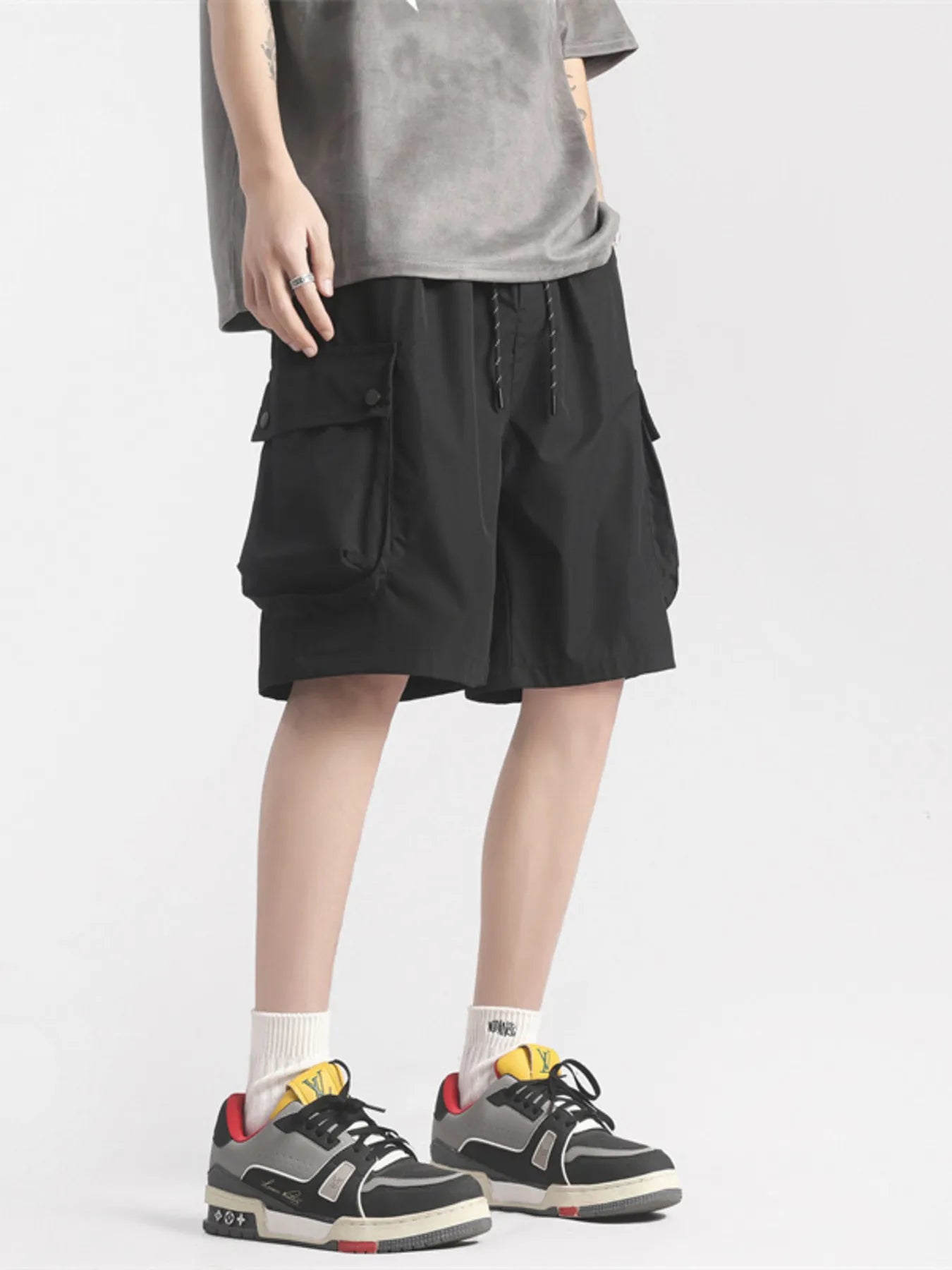 Men's Plus Size Casual Cargo Shorts with Drawstring - Farnelli