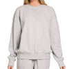 Zenana Fleece Long Sleeve Sweatshirts & Shorts Set - R H GREY