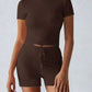 Round Neck Short Sleeve Top and Shorts Set - Farnelli