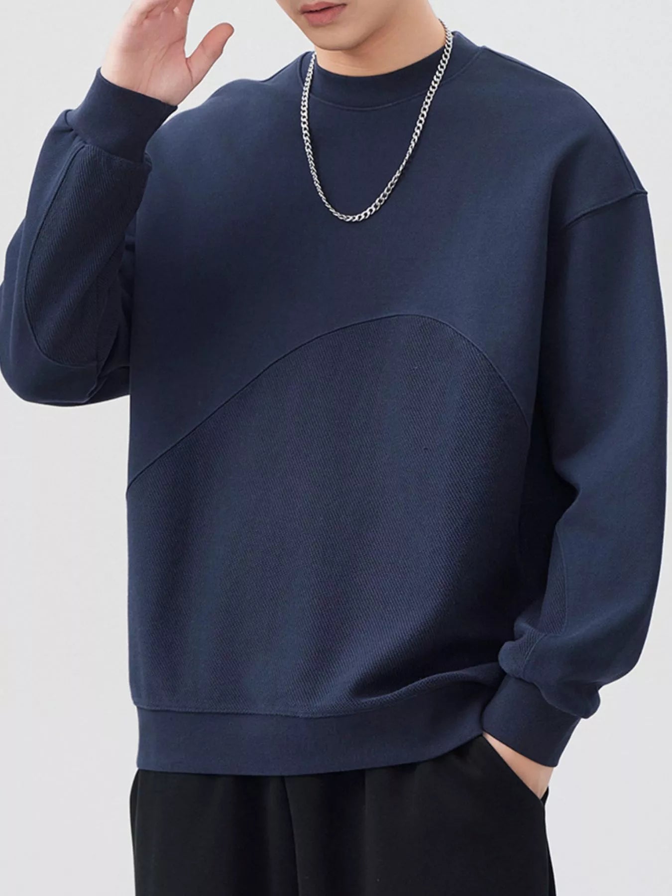 Men's Plus Size Round Neck Long Sleeve Sweatshirt - Farnelli
