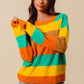 SO ME Multi Color Stripe Sweater with Ribbed Detail - Farnelli