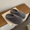 Round Toe Fuzzy Indoor Slippers - Dark Gray