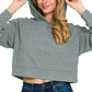 Zenana Drop Shoulder Ribbed Crop Hoodie - Farnelli