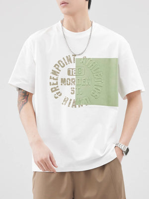 Men's Plus Size Color Block Round Neck T-Shirt - Farnelli