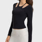 Millennia Halter Neck Long Sleeve Sporty Top - Farnelli