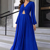 Twist Front Cutout Long Sleeve Dress - Royal  Blue