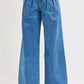 RISEN Full Size Mid Rise Fit Wide Leg with Pleated Detail Jeans Plus Size - Farnelli