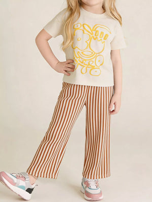 Children's Graphic Tee & Striped Pants Set - Farnelli