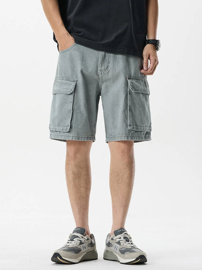 Men's Plus Size Loose Fit Cargo Denim Shorts - Farnelli