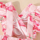 Children's Bowknot Print Ruffle Trim 3 Piece Set - Farnelli