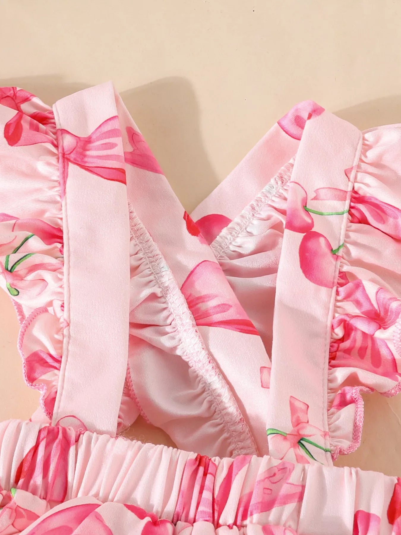 Children's Bowknot Print Ruffle Trim 3 Piece Set - Farnelli
