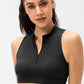 Full Size Cropped Cutout Back Zipper Front Active Tank Top - Farnelli