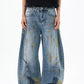 Men's Paint Splattered Wide Leg Jeans - Farnelli