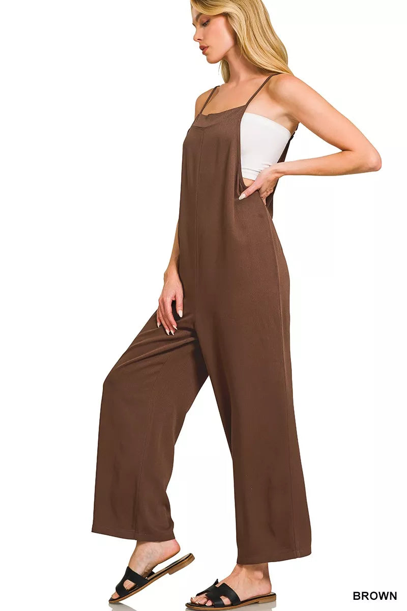 Zenana Rayon Woven Wide Leg Jumpsuit - Farnelli