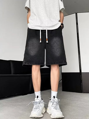 Men's Plus Size Wash Loose Fit Denim Shorts - Farnelli