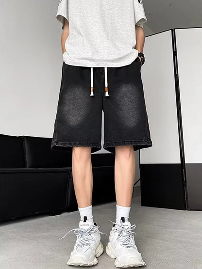 Men's Plus Size Wash Loose Fit Denim Shorts - Farnelli