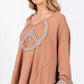 SAGE + FIG Peace Sign Mineral Wash Terry Top - Farnelli