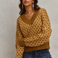 SO ME Color Block Textured Christmas Sweater V Neck Top - Farnelli