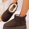 Platform Winter Ankle Boots with Cozy Fleece Lining - Coffee Color