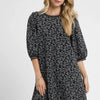 Umgee Leopard Print Jacquard Mini Dress - CHARCOAL