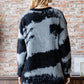 First Love Full Size Abstract Pattern Contrast Feather Yarn Sweater - Farnelli