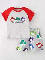 Children's Cute Monkey Tee and Shorts Set - Farnelli