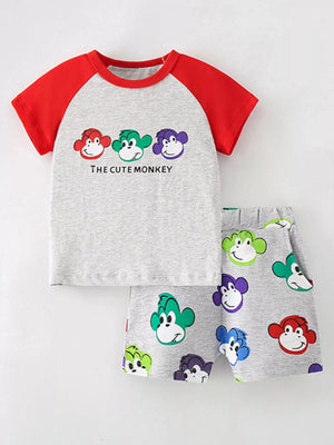 Children's Cute Monkey Tee and Shorts Set - Farnelli