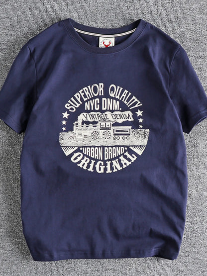 Men's Plus Size Graphic Round Neck Short Sleeve T-Shirt - Farnelli