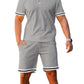 Men's Full Size Contrast Trim Polo and Shorts Set Plus Size - Farnelli