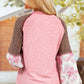 Elena Raglan Sleeve Ribbed Knit Patchwork Blouse - Farnelli