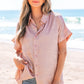 Kiana Metallic Buttoned Loose Fit Short Sleeve Shirt - Farnelli