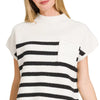 Zenana Short Sleeve Stripe Sweater - IVORY
