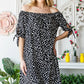 Heimish Full Size Short Sleeve Off Shoulder Animal Mini Dress Plus Size - Farnelli