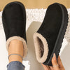 Plush Lined Round Toe Slippers - Black