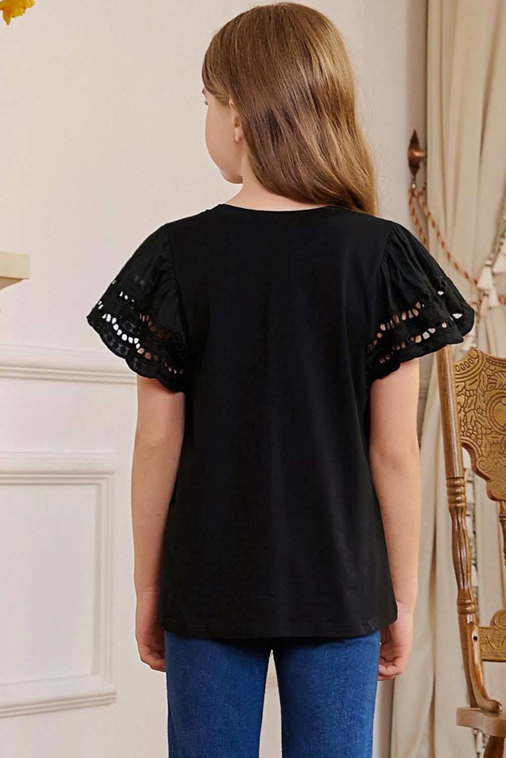 Round Neck Flutter Sleeve T-Shirt - Farnelli
