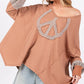 SAGE + FIG Peace Sign Mineral Wash Terry Top - Farnelli