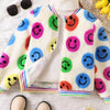 Children's Cheerful Smiley Face Print Plush Jacket - Multicolor