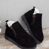 Black Suede Ankle Boots with Designer Stripe Detail - Black